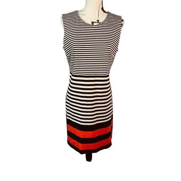 Calvin Klein Striped Dress Sleeveless Knee Length Color Block Multicolor Size 12 - Picture 1 of 10